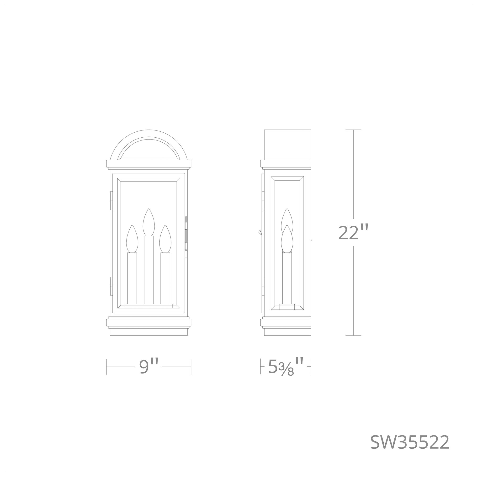 Image 3 Villenova 22"H x 9"W 3-Light Outdoor Wall Light in Oil Rubbed Bronze more views