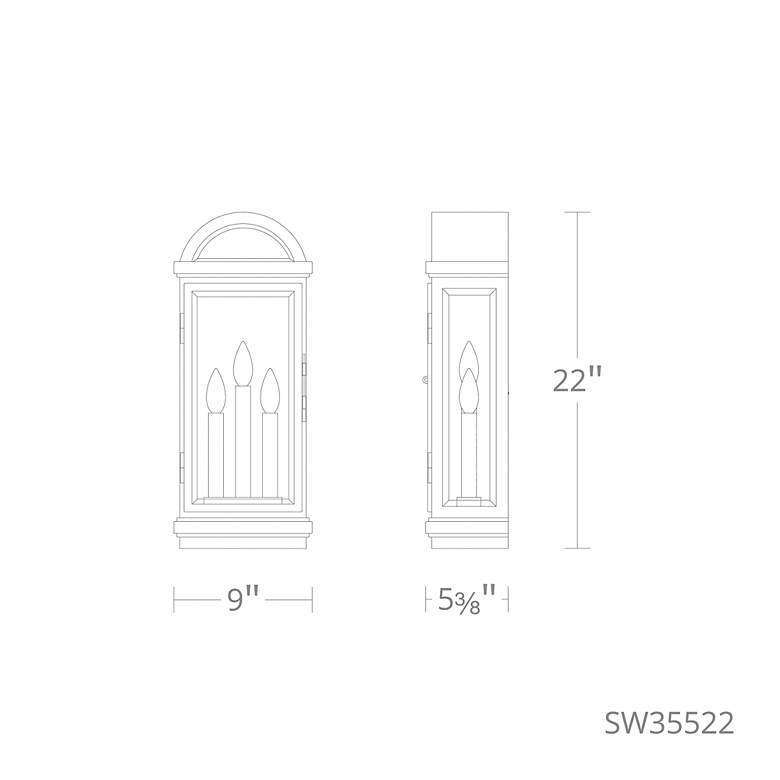 Image 3 Villenova 22"H x 9"W 3-Light Outdoor Wall Light in Oil Rubbed Bronze more views