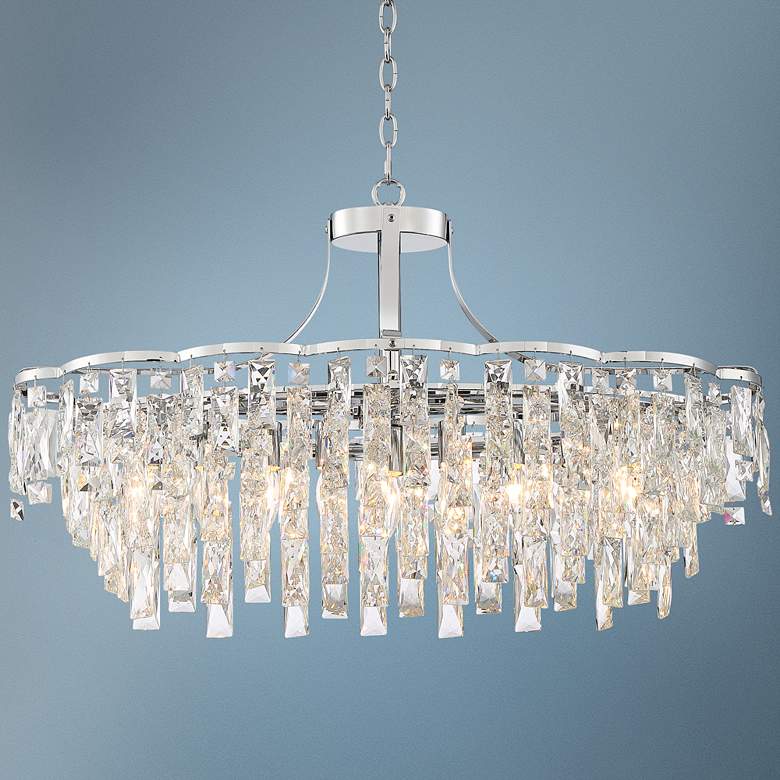 Image 1 Villette 31 1/2 inch Wide Chrome and Crystal Oval Chandelier