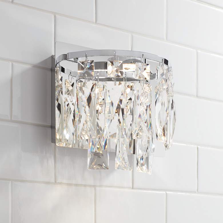 Image 1 Villette 6 3/4 inch High Chrome and Crystal LED Wall Sconce