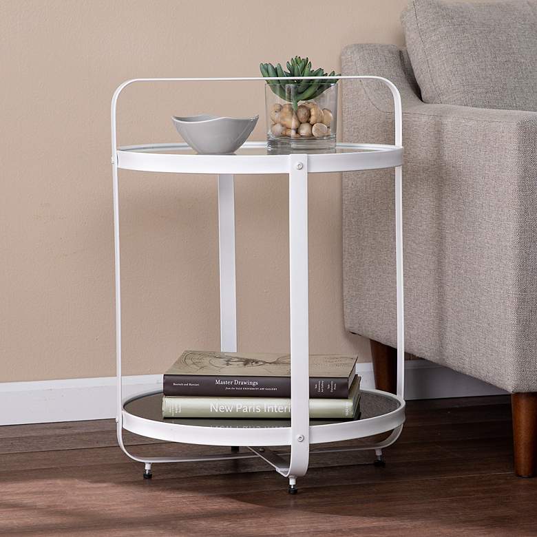 Image 1 Vimmerly 20" Wide White Metal Round End Table