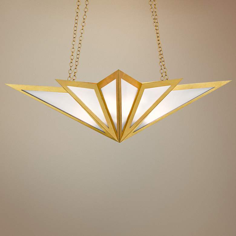 Image 1 Vincennes 38" Wide Gold Leaf and Glass Pendant Light