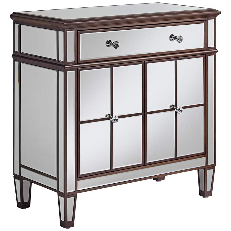 Image 6 Vincent 32" Wide Mirrored and Brushed Oak Accent Cabinet more views