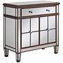 6_Vincent 32" Wide Mirrored and Brushed Oak Accent Cabinet more views
