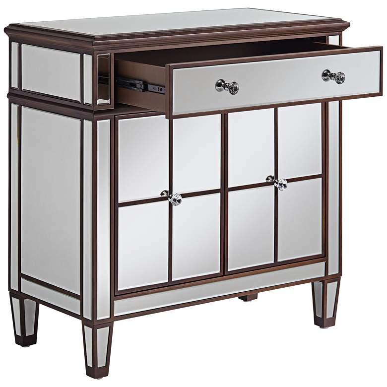 Image 7 Vincent 32" Wide Mirrored and Brushed Oak Accent Cabinet more views