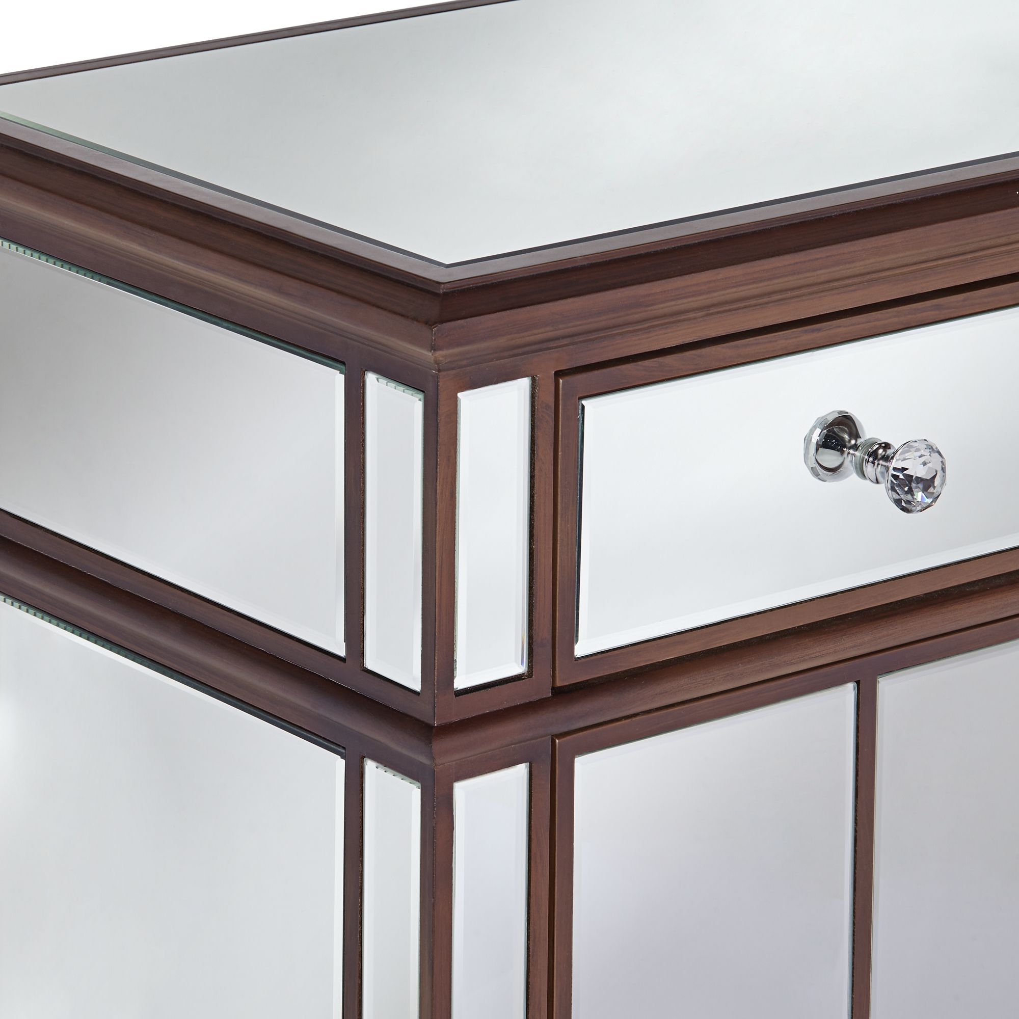 Image 2 Vincent 32" Wide Mirrored and Brushed Oak Accent Cabinets Set of 2 more views
