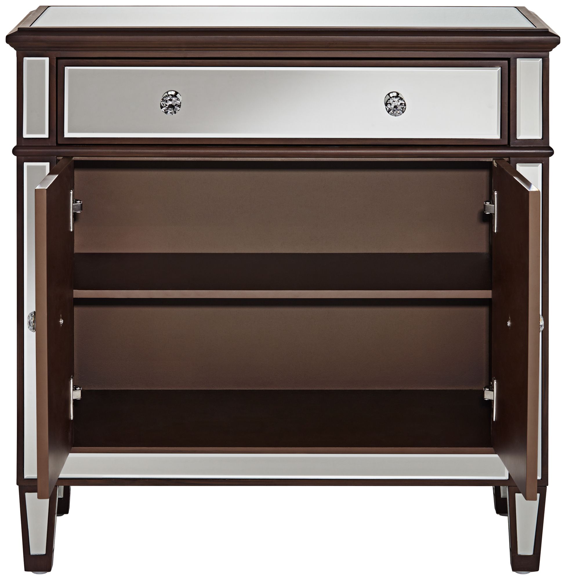Image 4 Vincent 32" Wide Mirrored and Brushed Oak Accent Cabinets Set of 2 more views