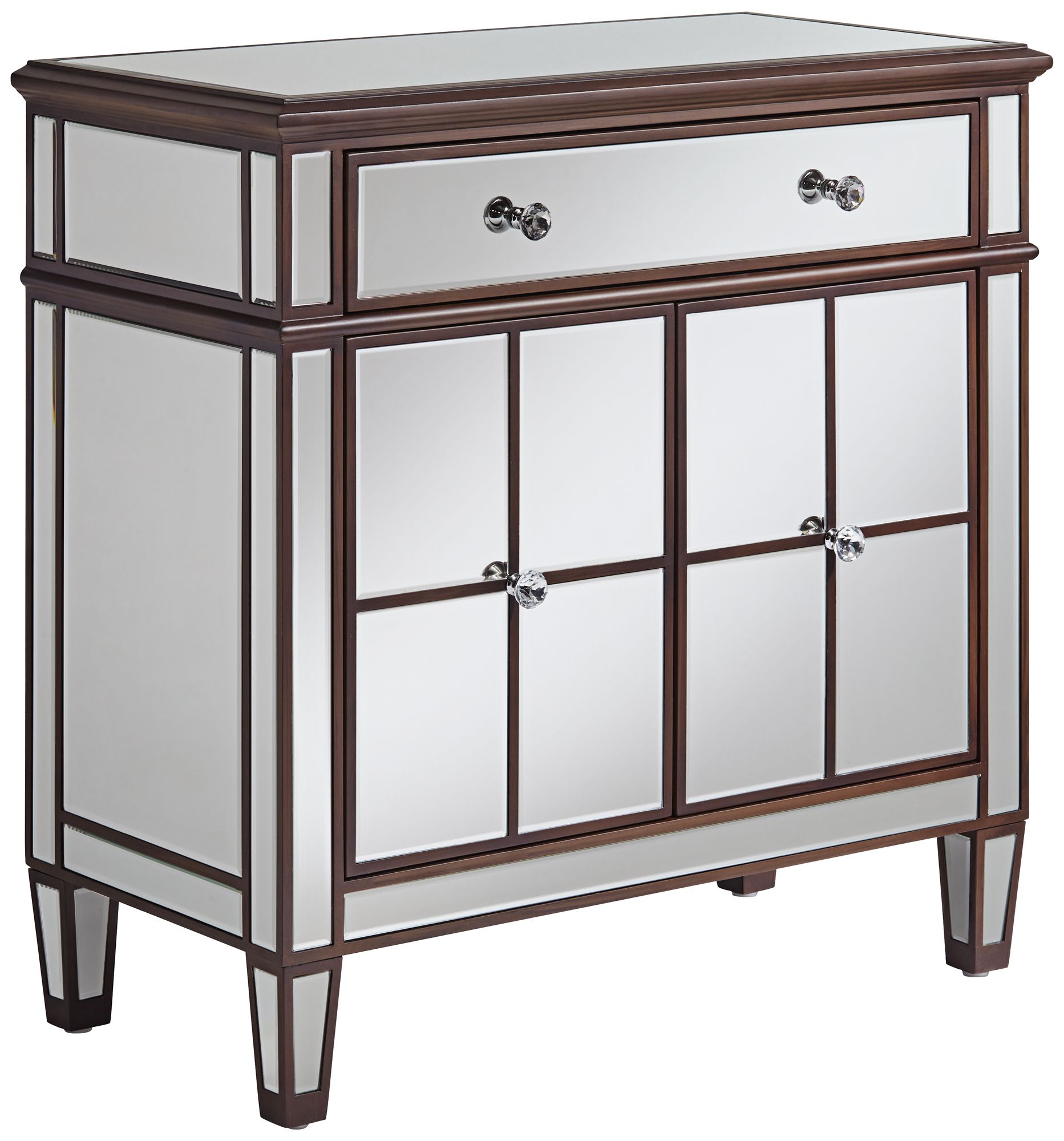 Image 5 Vincent 32" Wide Mirrored and Brushed Oak Accent Cabinets Set of 2 more views