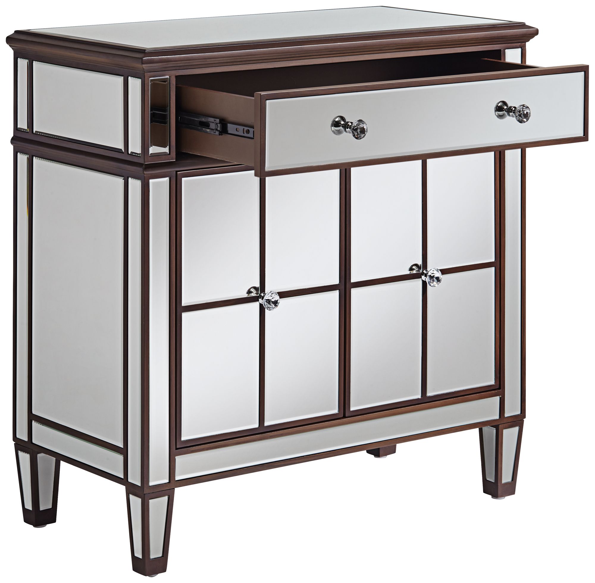 Image 6 Vincent 32" Wide Mirrored and Brushed Oak Accent Cabinets Set of 2 more views