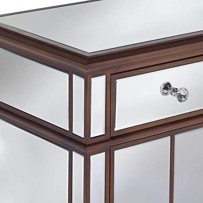Image 2 Vincent 32" Wide Mirrored and Brushed Oak Accent Cabinets Set of 2 more views