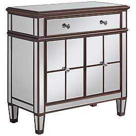 Image5 of Vincent 32" Wide Mirrored and Brushed Oak Accent Cabinets Set of 2 more views