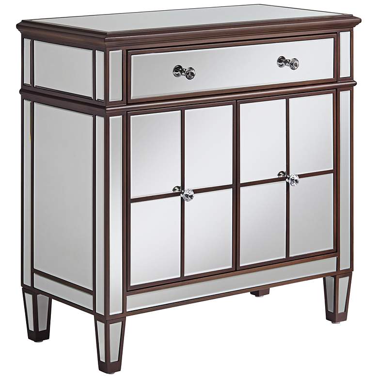 Image 5 Vincent 32" Wide Mirrored and Brushed Oak Accent Cabinets Set of 2 more views