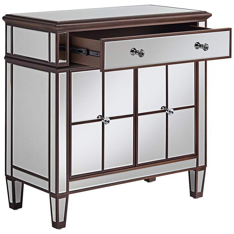 Image 6 Vincent 32" Wide Mirrored and Brushed Oak Accent Cabinets Set of 2 more views