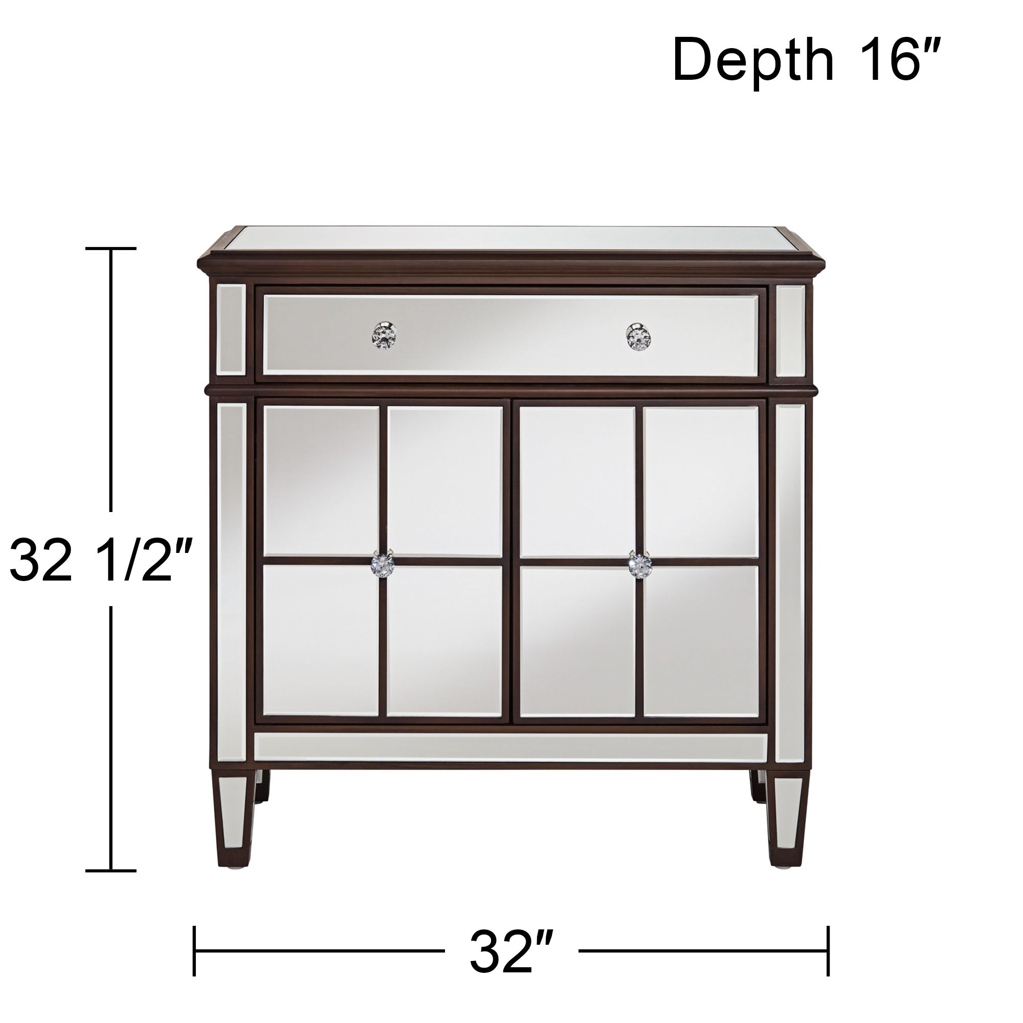 Vincent 32" Wide Mirrored and Brushed Oak Accent Cabinets Set of 2