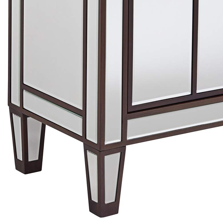 Image 4 Vincent 60 inch Wide Mirrored and Brushed Oak Accent Cabinet more views