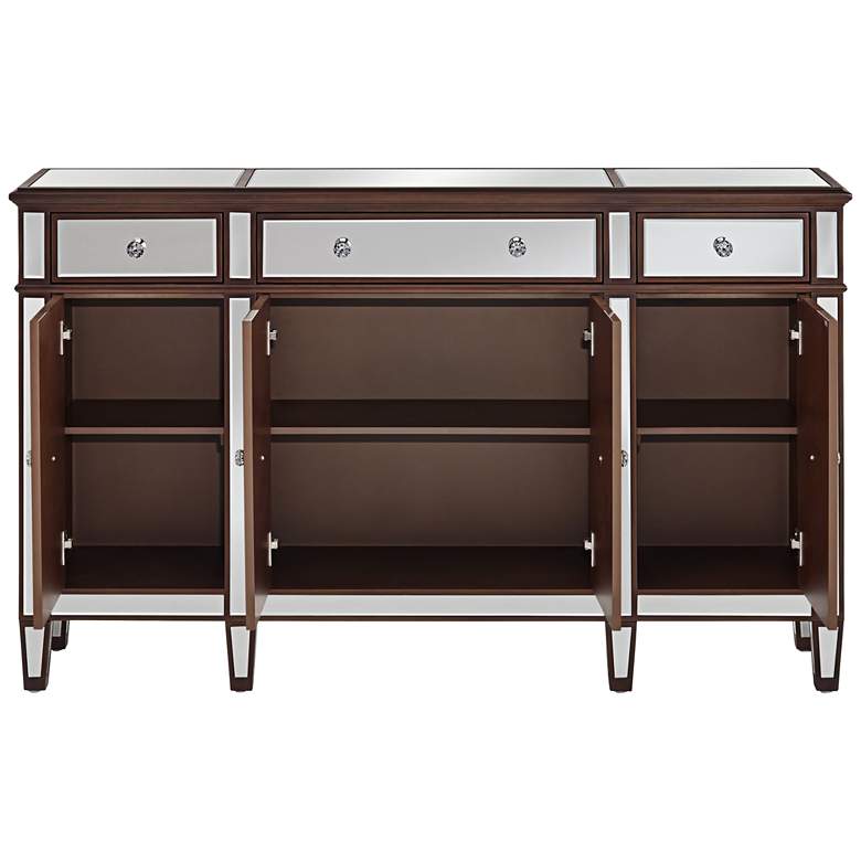 Image 5 Vincent 60 inch Wide Mirrored and Brushed Oak Accent Cabinet more views