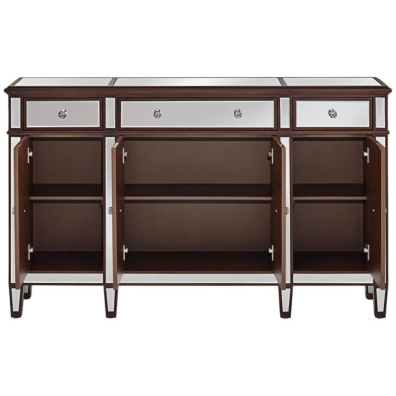 Image 5 Vincent 60" Wide Mirrored and Brushed Oak Accent Cabinet more views