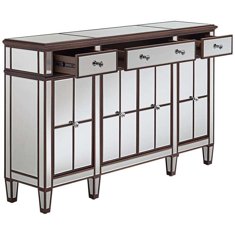 Image 7 Vincent 60 inch Wide Mirrored and Brushed Oak Accent Cabinet more views