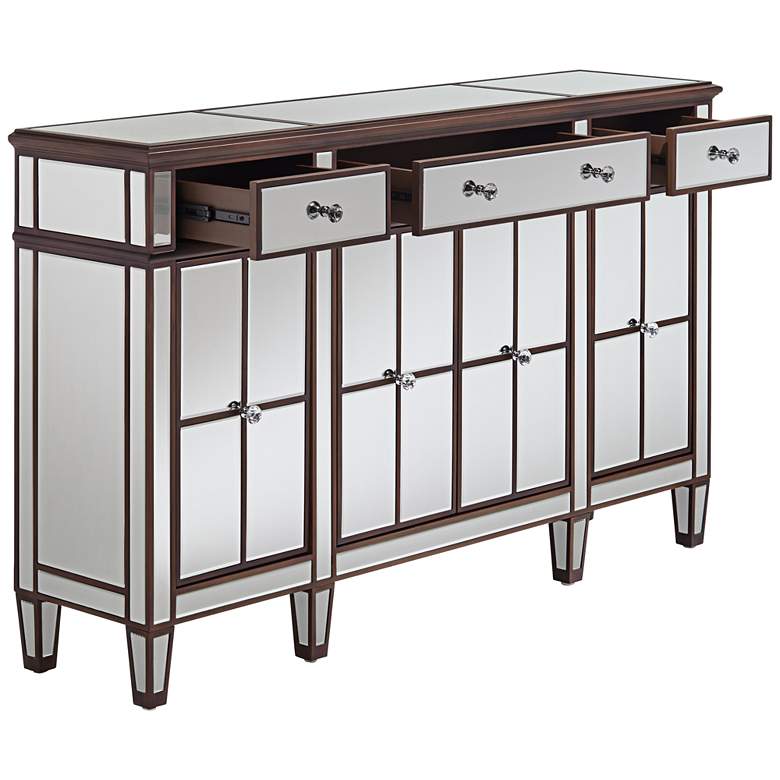 Image 7 Vincent 60" Wide Mirrored and Brushed Oak Accent Cabinet more views