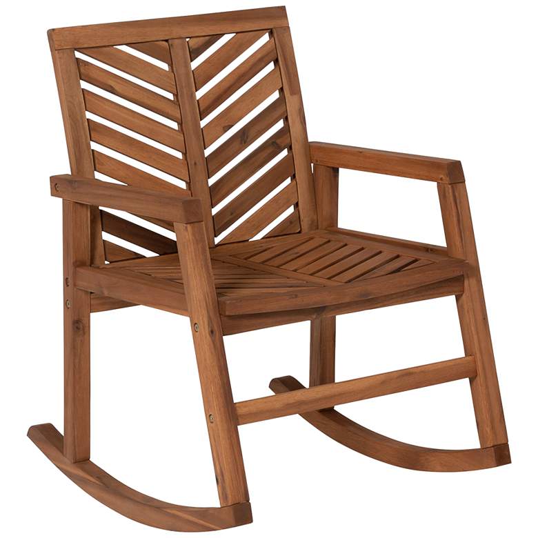 Image 2 Vincent Brown Acacia Wood Chevron Outdoor Rocking Chair