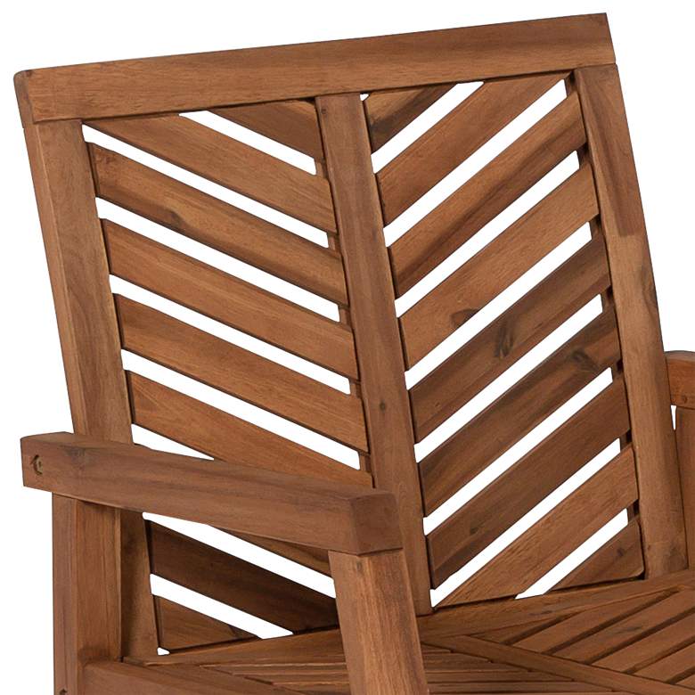 Image 3 Vincent Brown Acacia Wood Chevron Outdoor Rocking Chair more views
