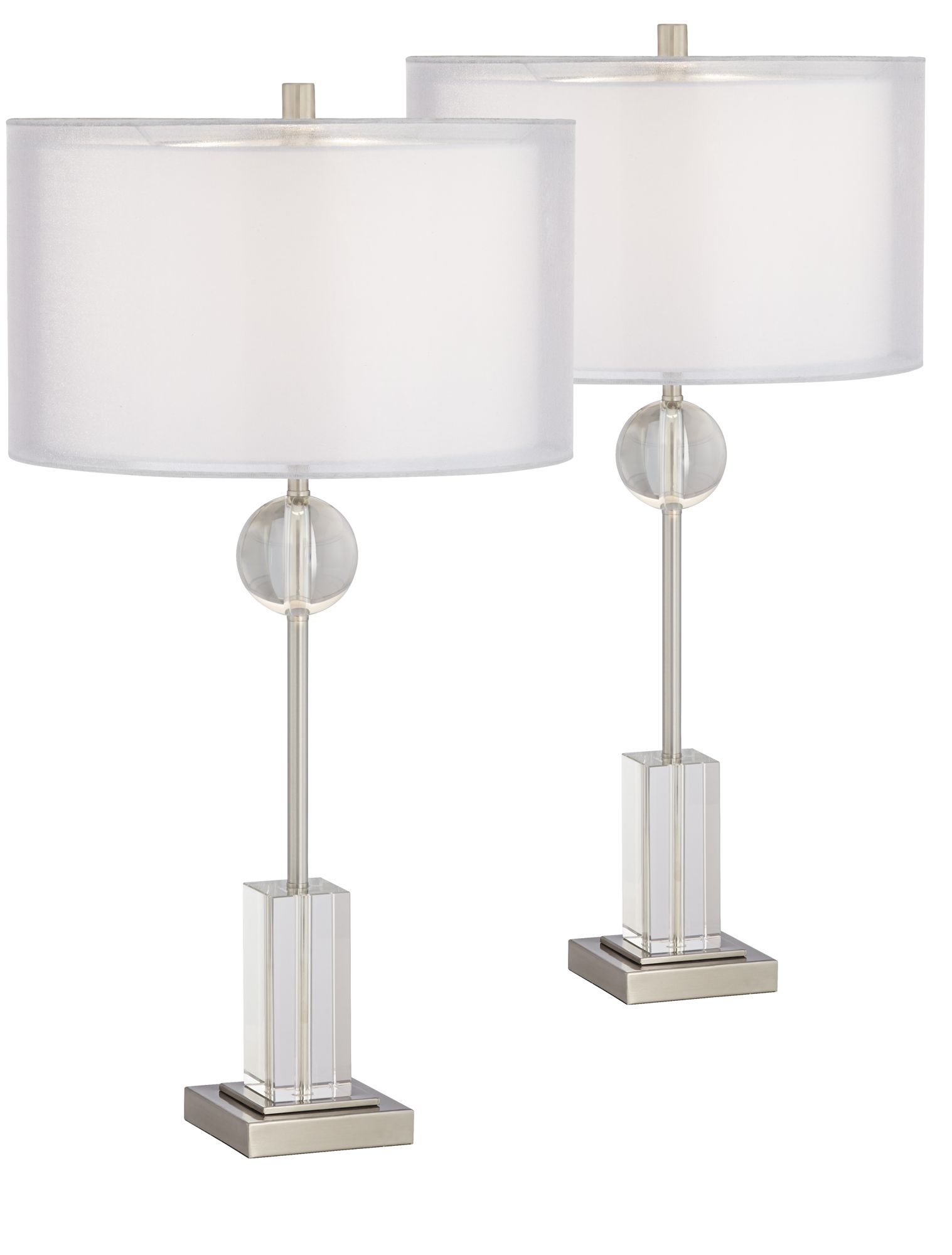 brushed nickel table lamps set of 2