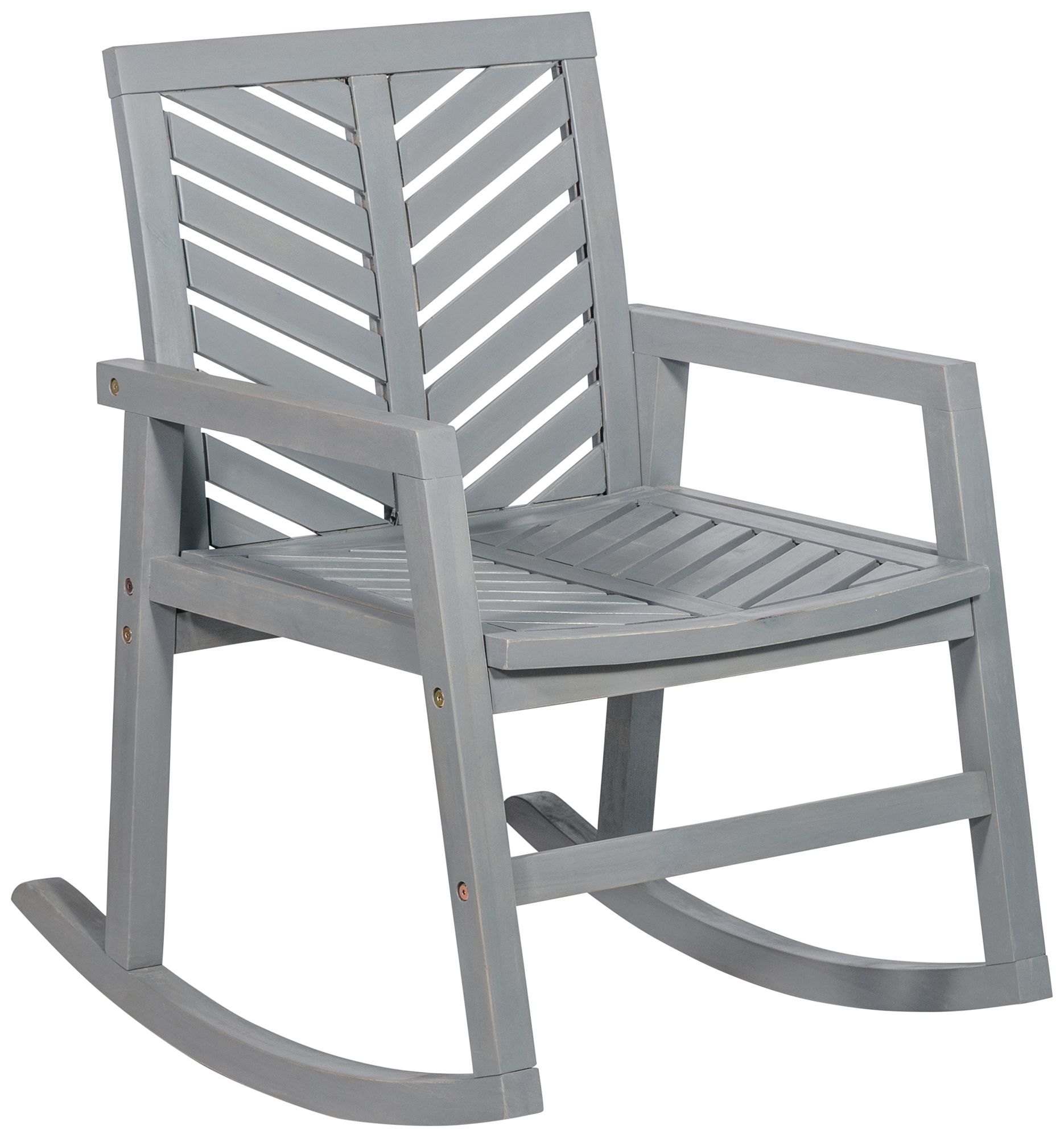 Vincent Gray Wash Acacia Wood Chevron Outdoor Rocking Chair