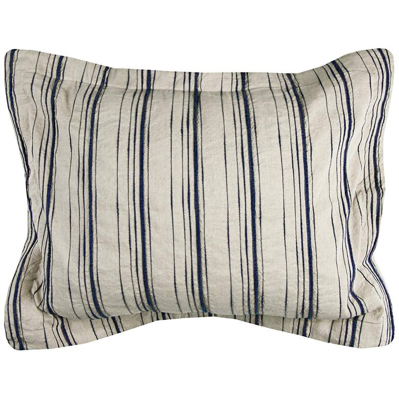 Image 1 Vincent III Blue and Natural Linen King Pillow Sham