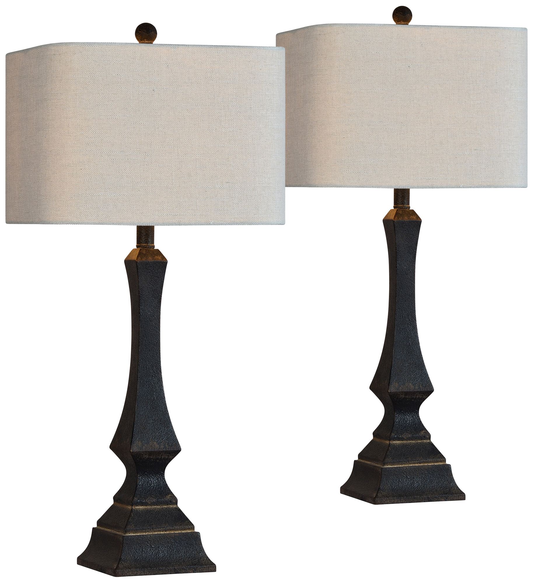 set of two black table lamps