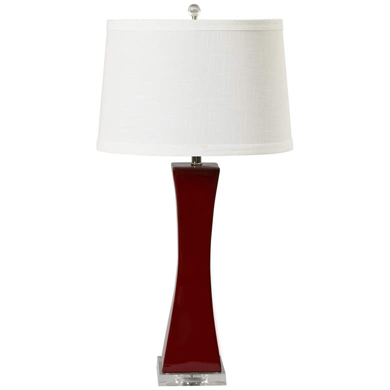 Image 1 Vincenz Red Tapered Column Ceramic Table Lamp