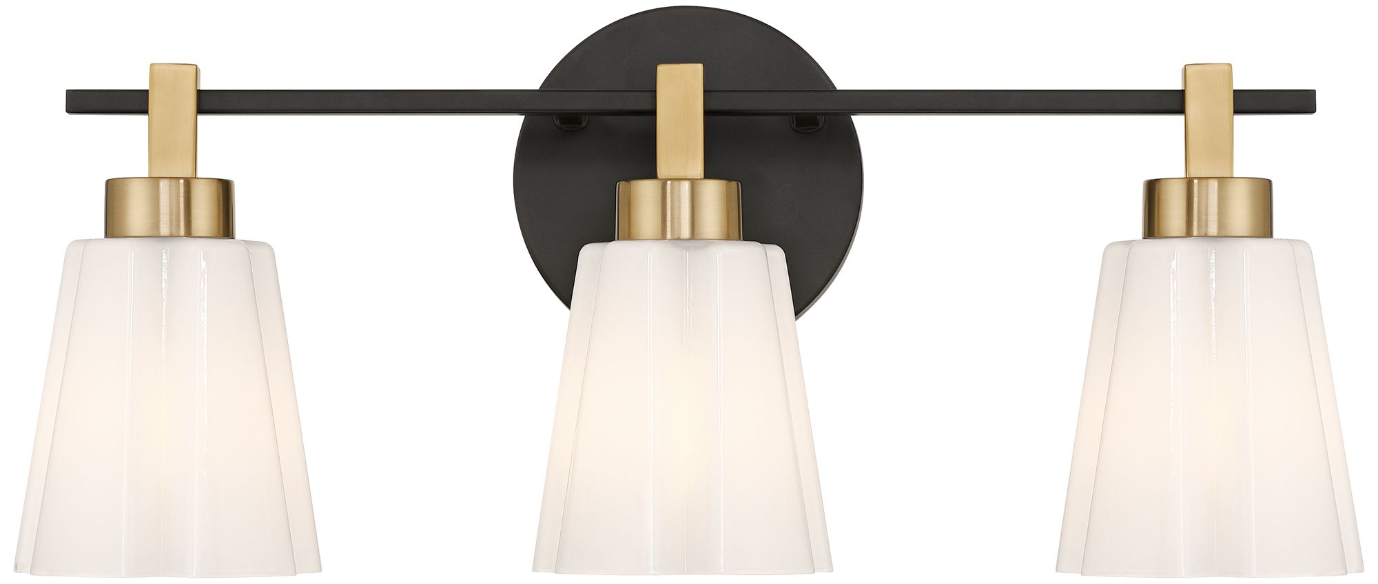 Image 2 Vincenzo 22" Wide Matte Black and Soft Gold 3-Light Bath Light