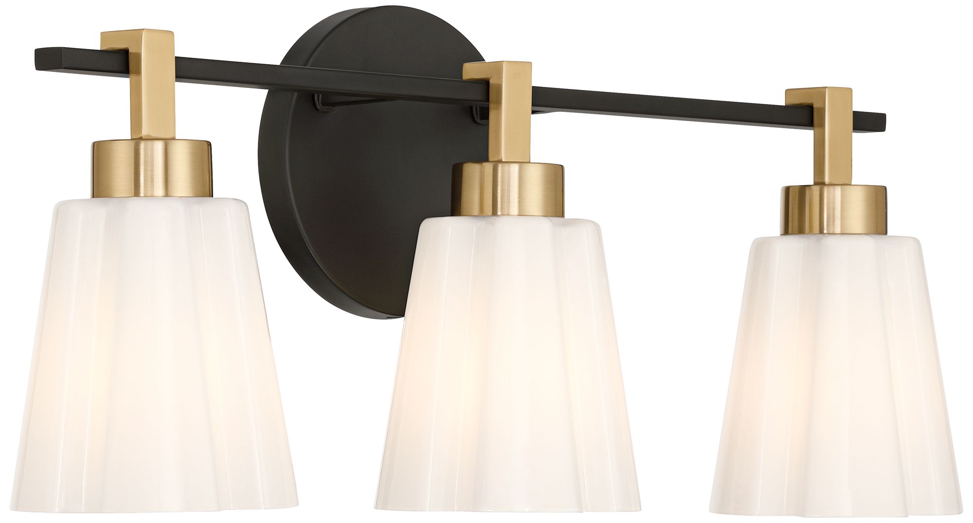 Image 7 Vincenzo 22" Wide Matte Black and Soft Gold 3-Light Bath Light more views