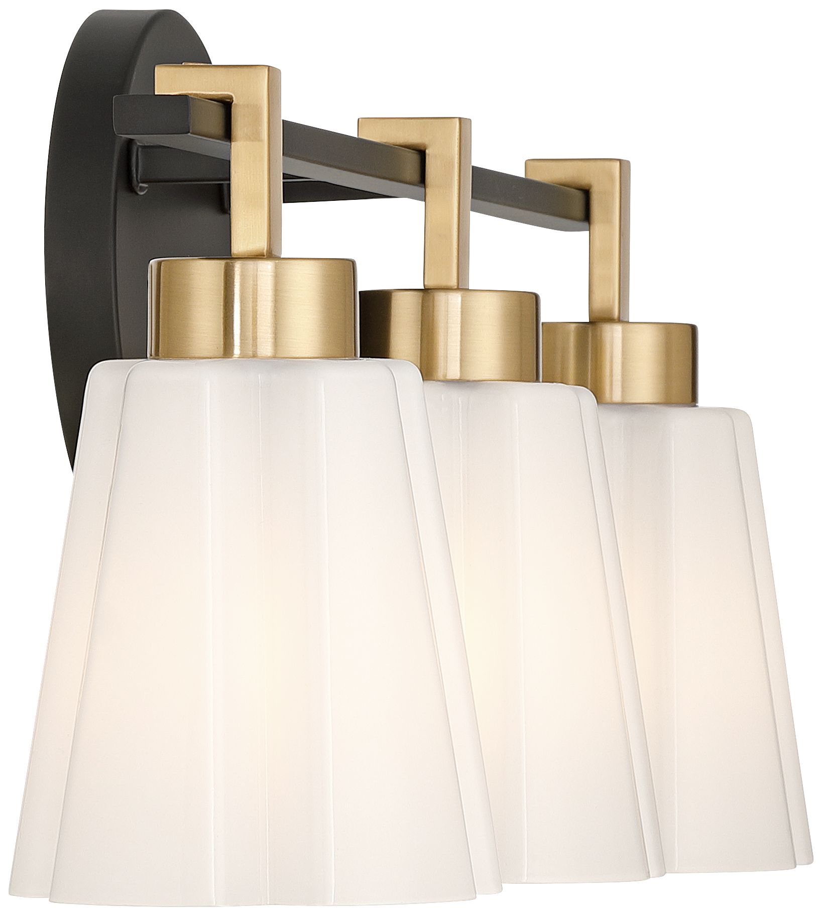 Vincenzo 22" Wide Matte Black and Soft Gold 3-Light Bath Light