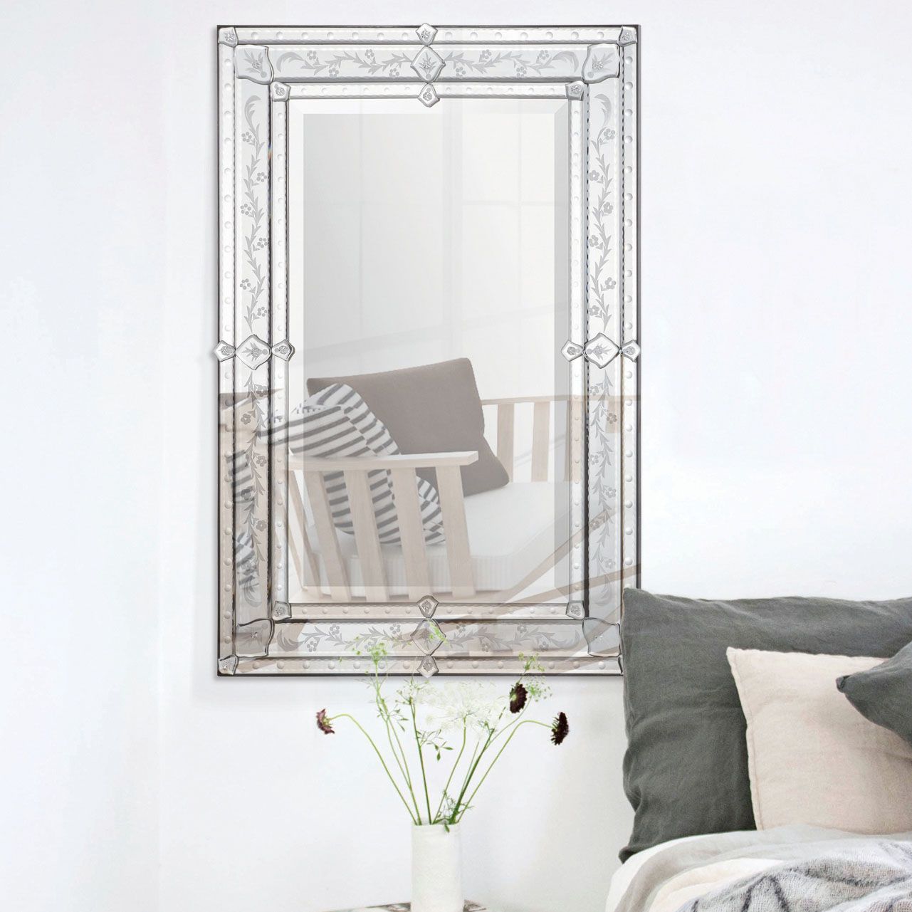 Vincenzo Glass 24" x 36" Rectangular Wall Mirror - #24C47 | Lamps Plus