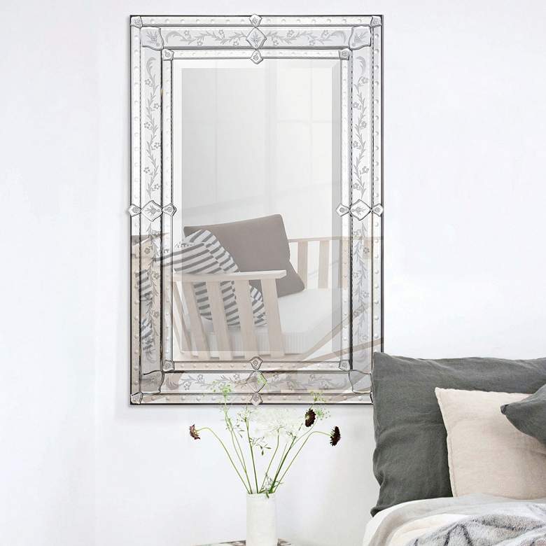 Image 1 Vincenzo Glass 24 inch x 36 inch Rectangular Wall Mirror