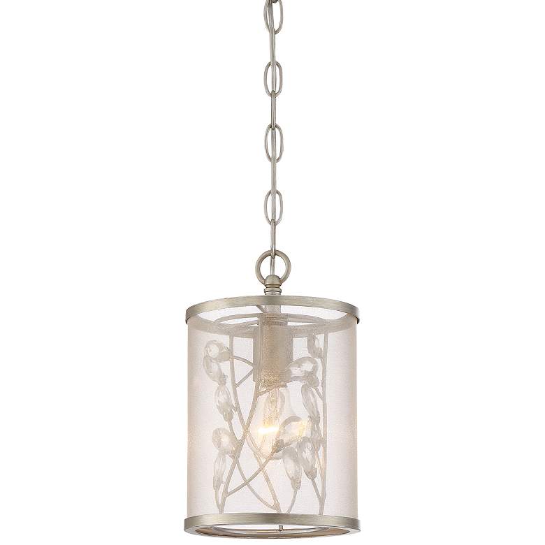 Image 1 Vine 1-Light 6 Inch Organic Drum Crystal Leaf Pendant