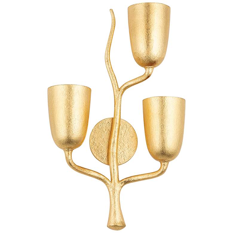 Image 1 Vine 23 1/2" High Gold Leaf 3-Light Right Wall Sconce