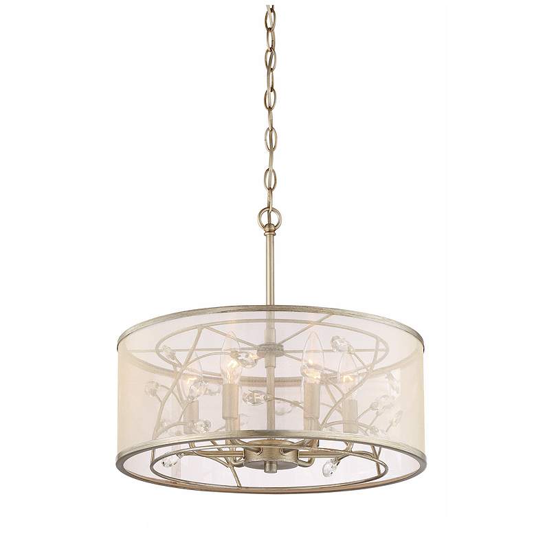 Image 1 Vine 6-Light 17 Inch Organic Drum Crystal Leaf Pendant