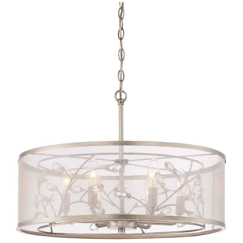 Image 1 Vine 6-Light 21 Inch Organic Drum Crystal Leaf Pendant