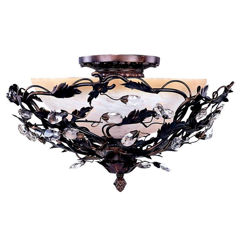 Image 2 Vine and Crystal Droplets 16 1/2 inch Wide Ceiling Light Fixture