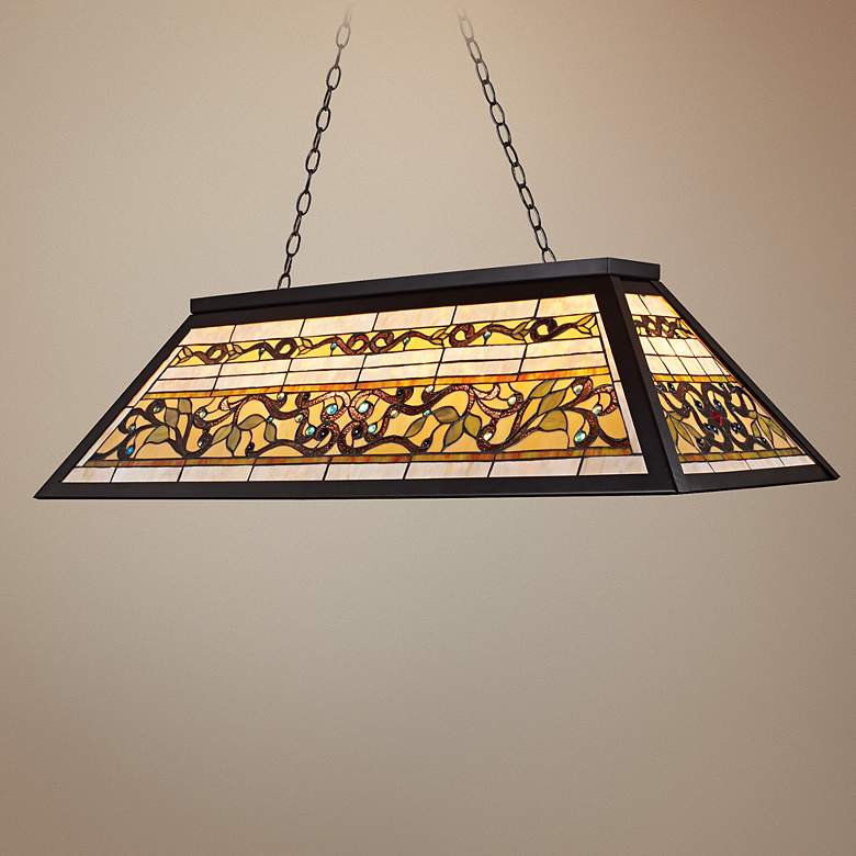 Image 1 Vine and Leaf 44"W Tiffany Kitchen Island Light Chandelier