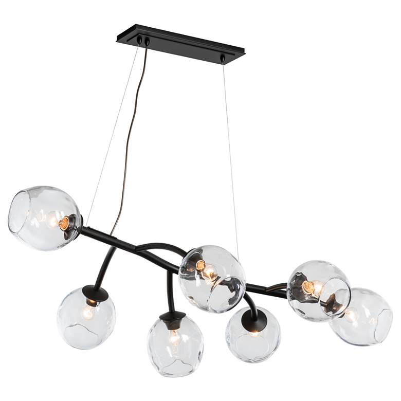 Image 1 Vine Pendant - Black Finish - Clear Simon Pearce Glass - Standard Height