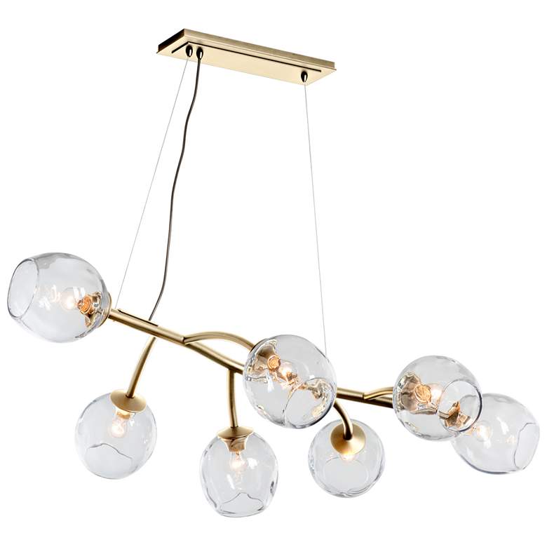 Image 1 Vine Pendant - Brass Finish - Clear Simon Pearce Glass - Standard Height