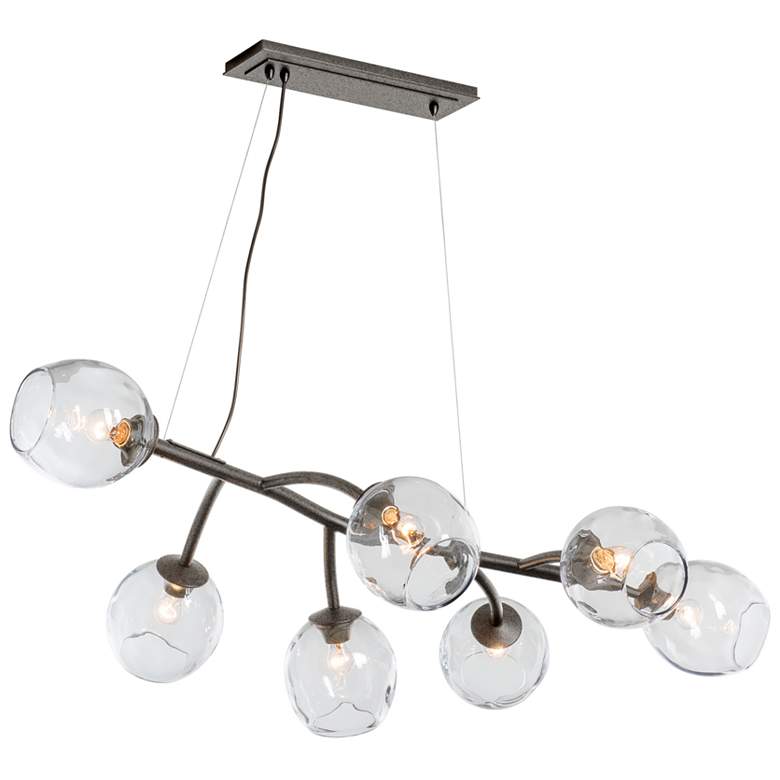 Image 1 Vine Pendant - Iron Finish - Clear Simon Pearce Glass - Standard Height