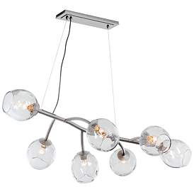 Image1 of Vine Pendant - Platinum Finish - Clear Simon Pearce Glass - Standard Height
