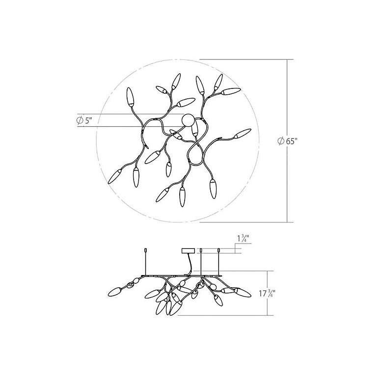 Image 2 Vines 55 1/4" Wide Satin White 17-Light LED Ceiling Light more views