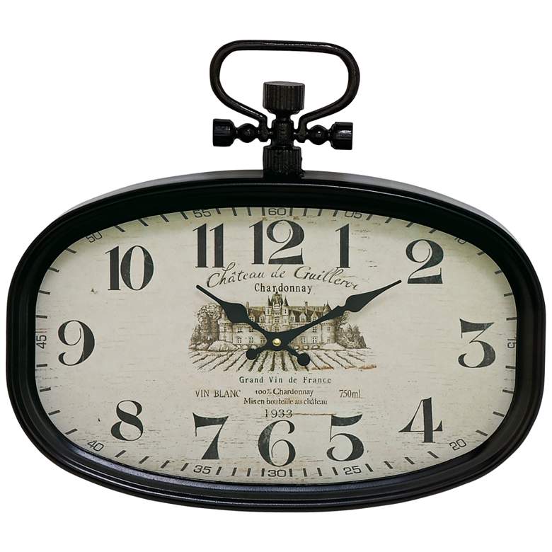 Image 1 Vineyard Black Metal 18 inch Wide Wall Clock