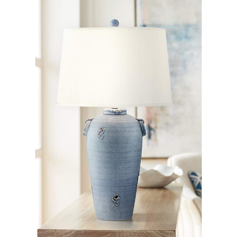 Image 1 Vineyard Blue Ceramic Table Lamp