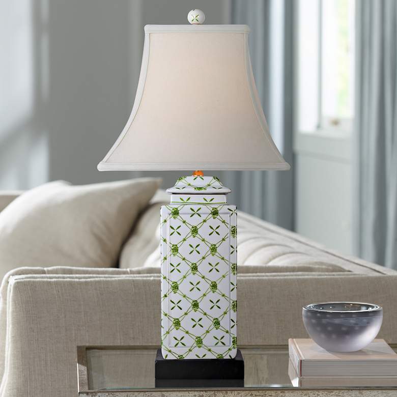 Image 1 Vineyard White and Green Porcelain Jar Table Lamp