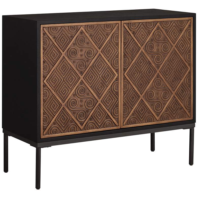 Image 3 Vinnie 40" Wide Black and Brown 2-Door Accent Chest